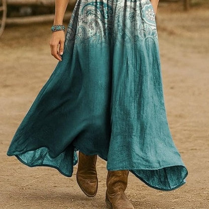 Special V-Neck Paisley Print Maxi Dress