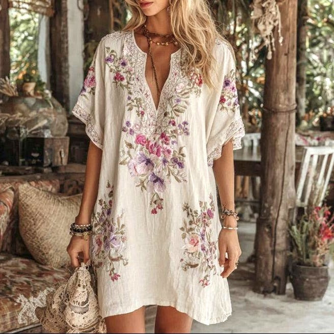 Popular Half Sleeve White Mini Dress