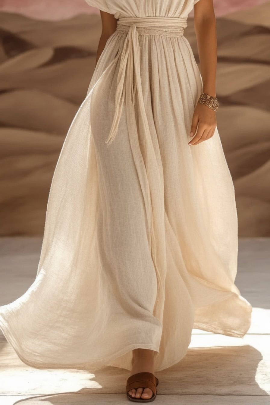 Classy Short Sleeve Plain Maxi Dress
