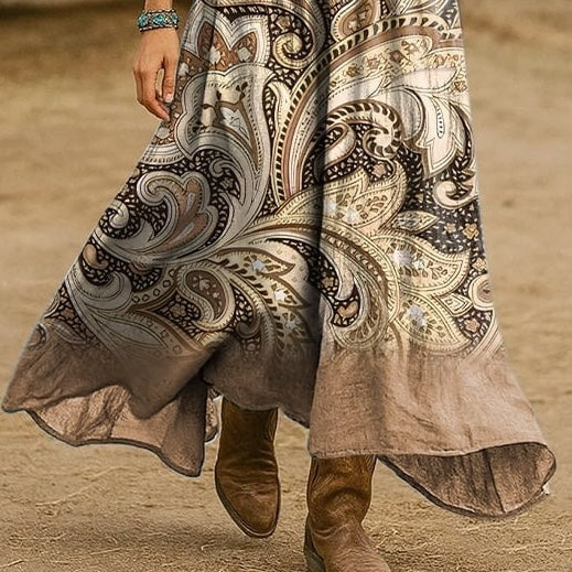 Western Vintage Floral Print Dress