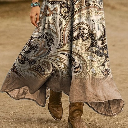 Western Vintage Floral Print Dress