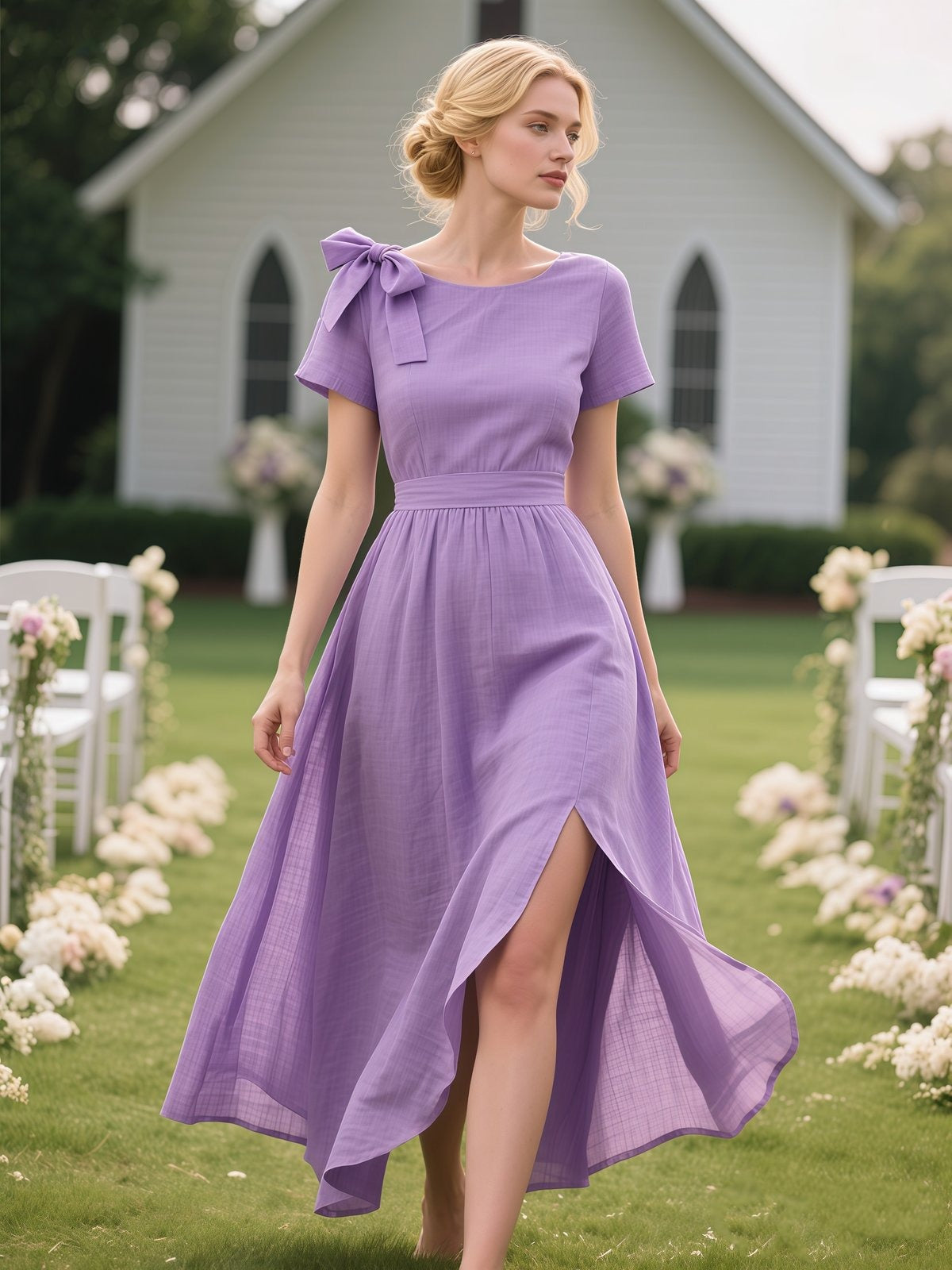 Lavender Short Sleeve Maxi Dress