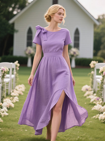 Lavender Short Sleeve Maxi Dress