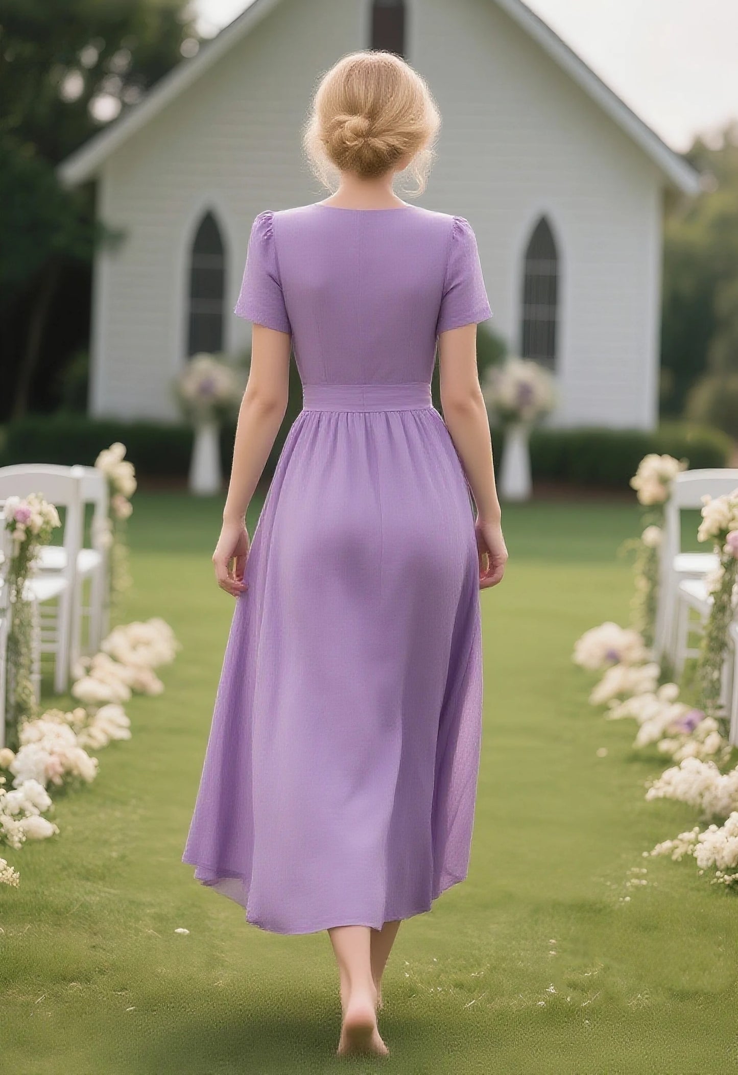 Lavender Short Sleeve Maxi Dress