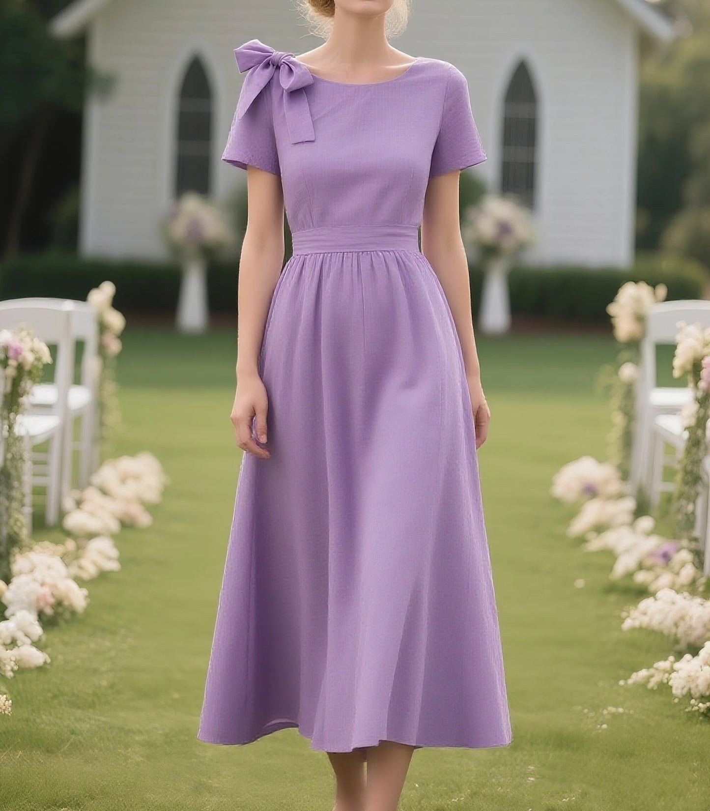Lavender Short Sleeve Maxi Dress