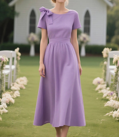Lavender Short Sleeve Maxi Dress