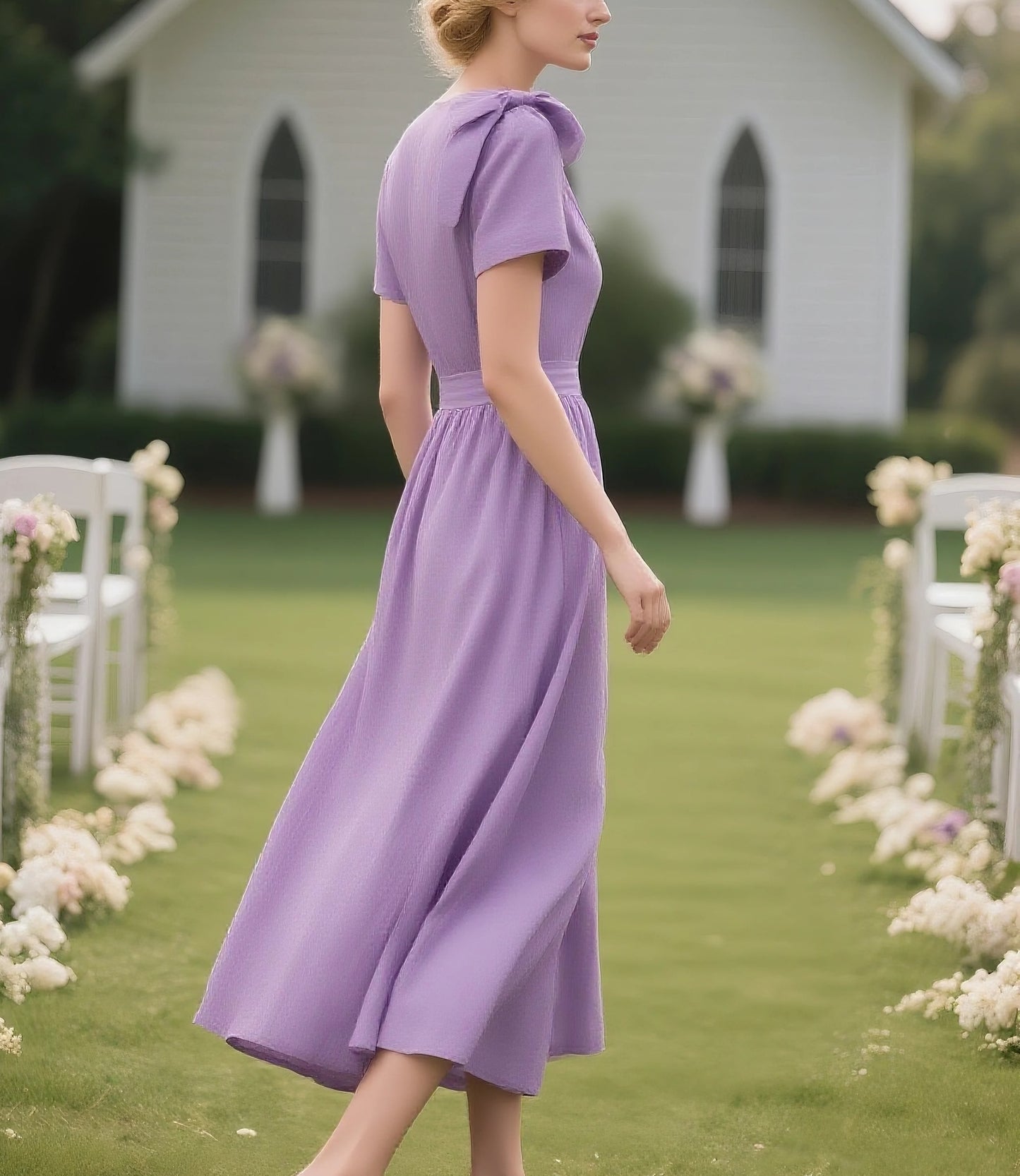 Lavender Short Sleeve Maxi Dress