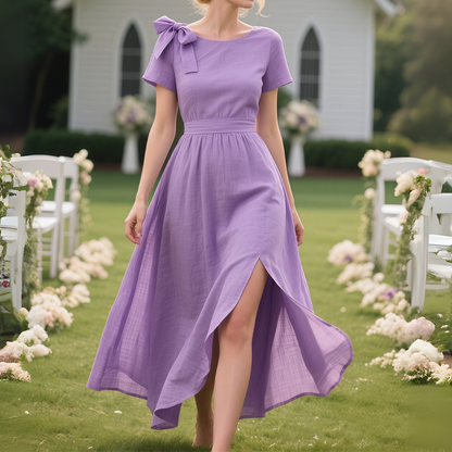 Lavender Short Sleeve Maxi Dress
