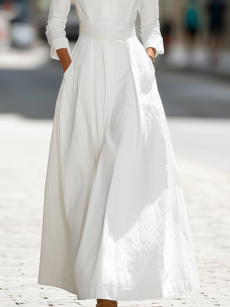 Ivory Linen Wrap Maxi Dress