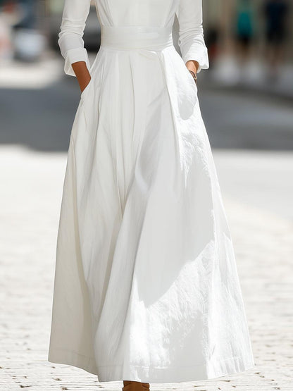 Ivory Linen Wrap Maxi Dress