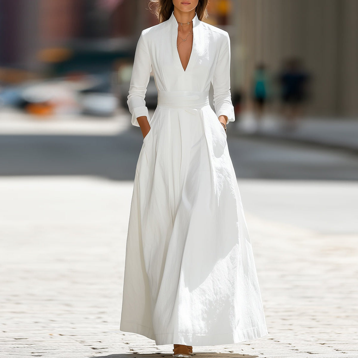 Ivory Linen Wrap Maxi Dress