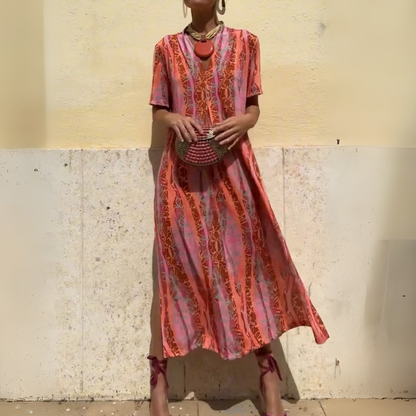 Sunset Print Flowy Midi Dress