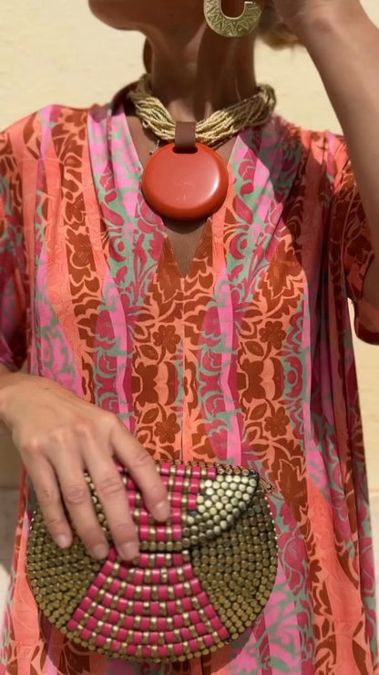 Sunset Print Flowy Midi Dress