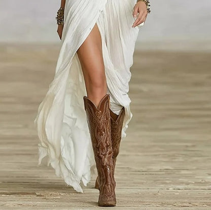 Fashion Lapel Single-breasted Waist Shirt-style Maxi Dress