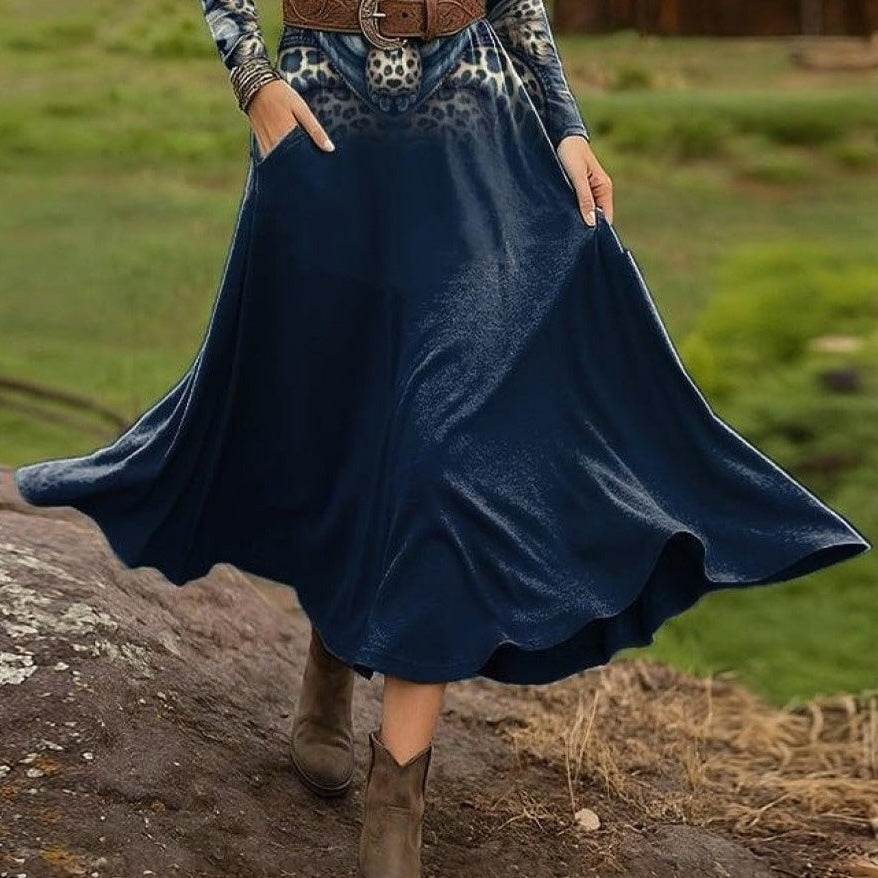 Fresh Blue Round Neck Maxi Dress