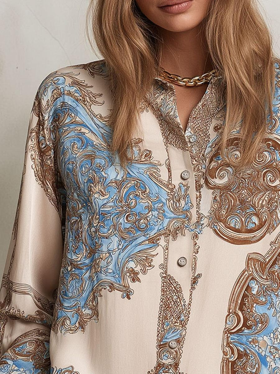Elegant Beige Long Sleeve Shirt