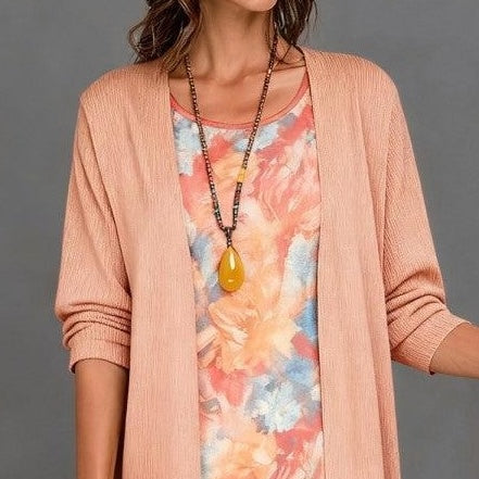 Groovy Round Neck Midi Dress With Jacket