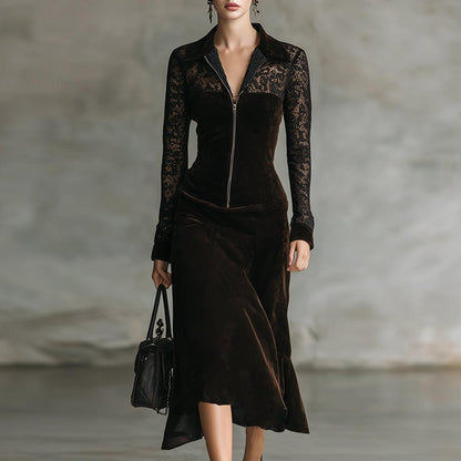 Basic Long Sleeve Plain Midi Dress