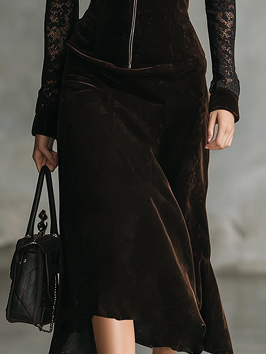 Basic Long Sleeve Plain Midi Dress