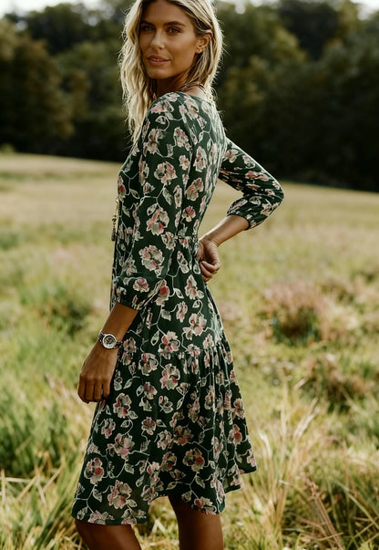 Romantic Long Sleeve Blue Mini Dress