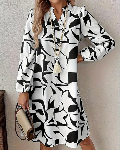 Groovy V-Neck Long Sleeve Mini Dress