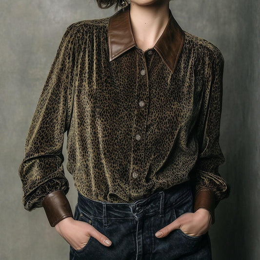 Elegant Long Sleeve Leopard Shirt