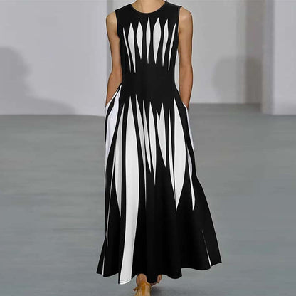 Trendy Round Neck Sleeveless Maxi Dress