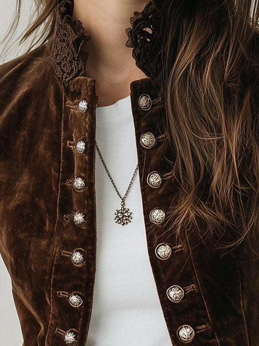 Fuzzy Coffee Long Sleeve Mock Neck Jacket