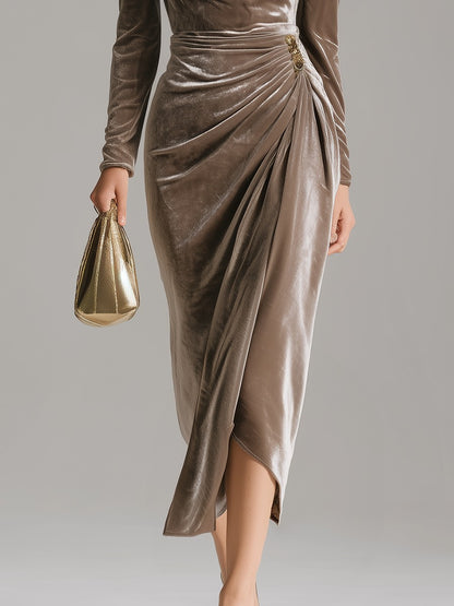 Elegant Velvet Midi Dress