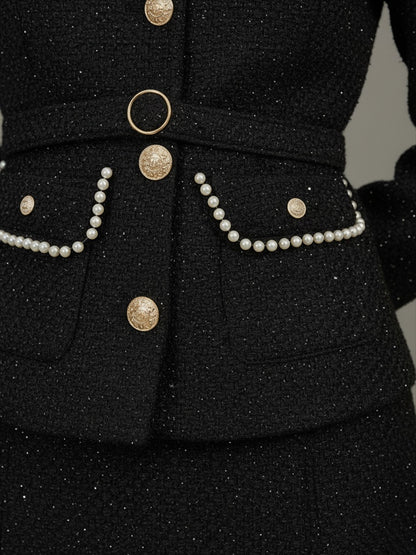 Elegant Vintage Tweed Jacket And Long Skirt Set