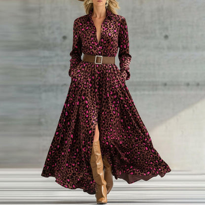 Bold Pink Leopard Print Maxi Dress