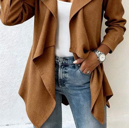 Brown Plain Long Sleeve Blazer
