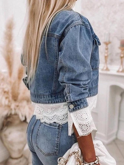 Blue Patchwork Denim Outerwear