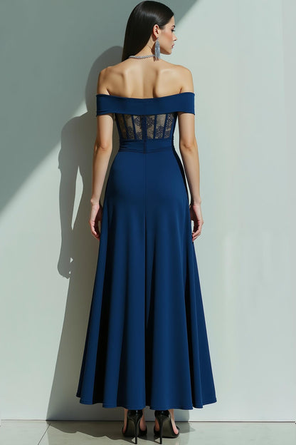 Dress Tight-Fit Navy Shoulder-Fit Dress