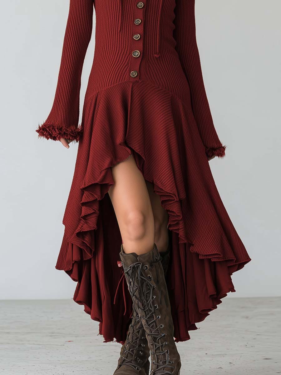 Vintage Black See-through Long-sleeved Velvet Maxi Dress