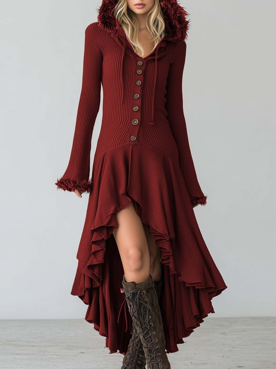 Vintage Black See-through Long-sleeved Velvet Maxi Dress