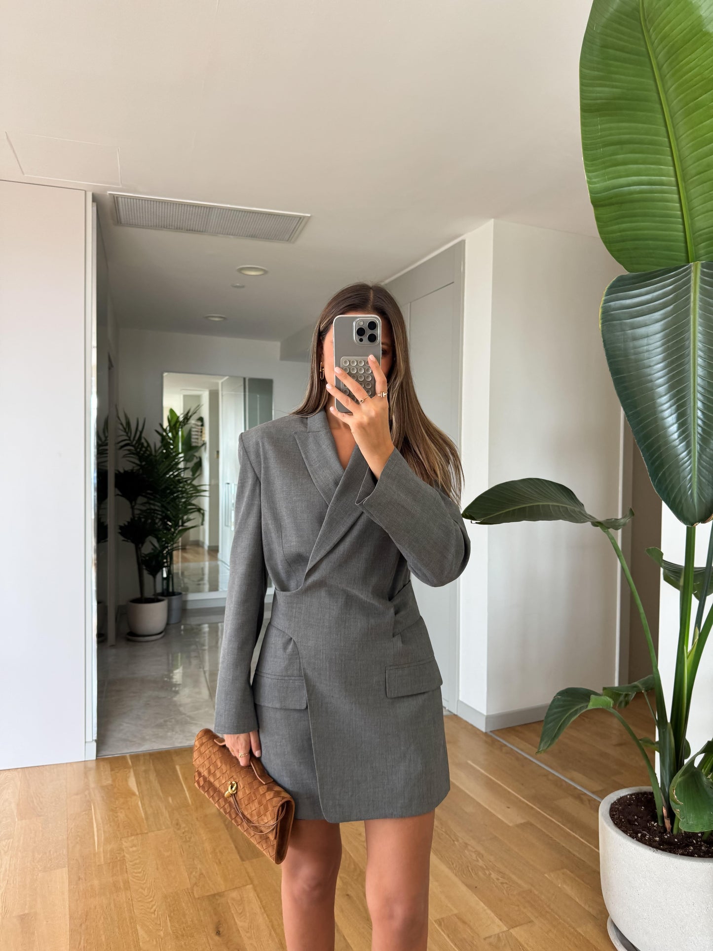 Double-Breasted Blazer Dress With Waist Cinch Detail