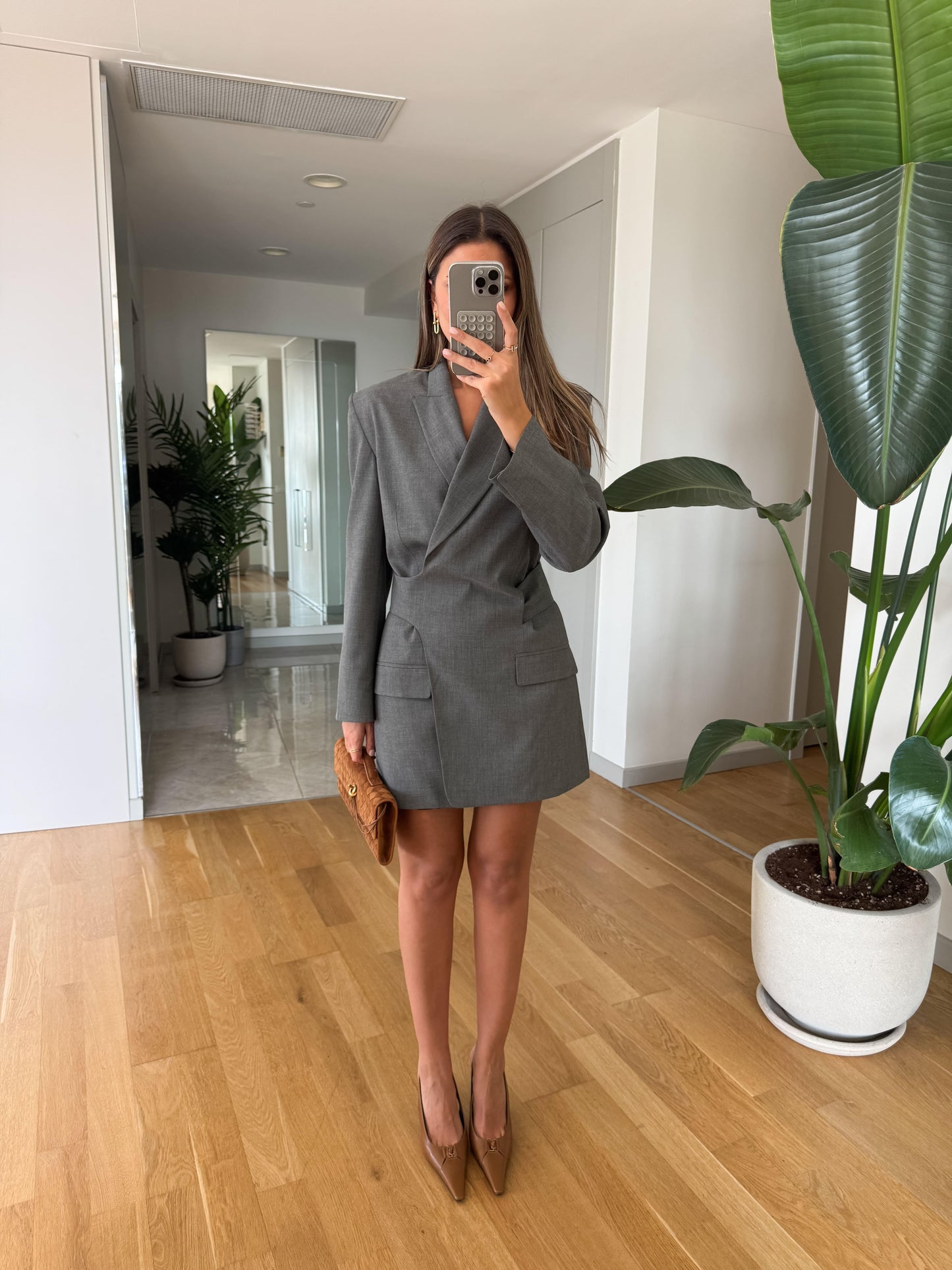 Double-Breasted Blazer Dress With Waist Cinch Detail