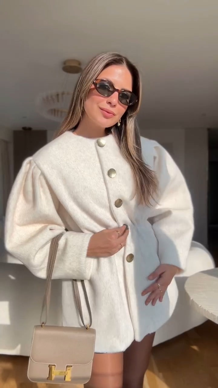 Taupe Faux Fur Cinched-Waist Coat Dress