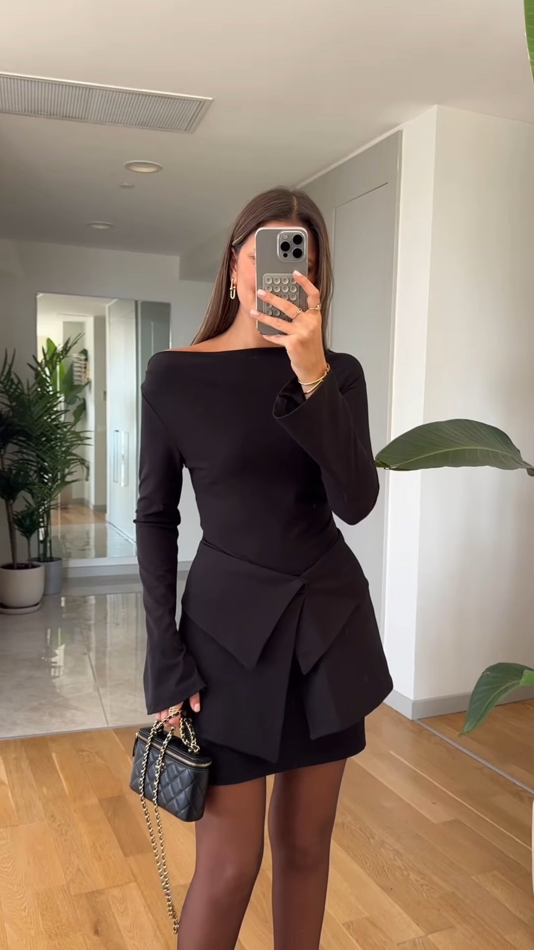 Off-Shoulder Asymmetric Mini Dress