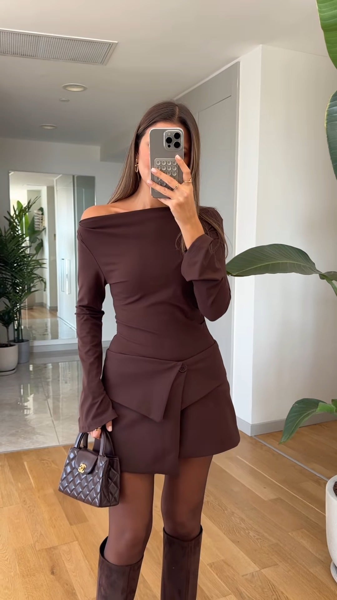 Off-Shoulder Asymmetric Mini Dress