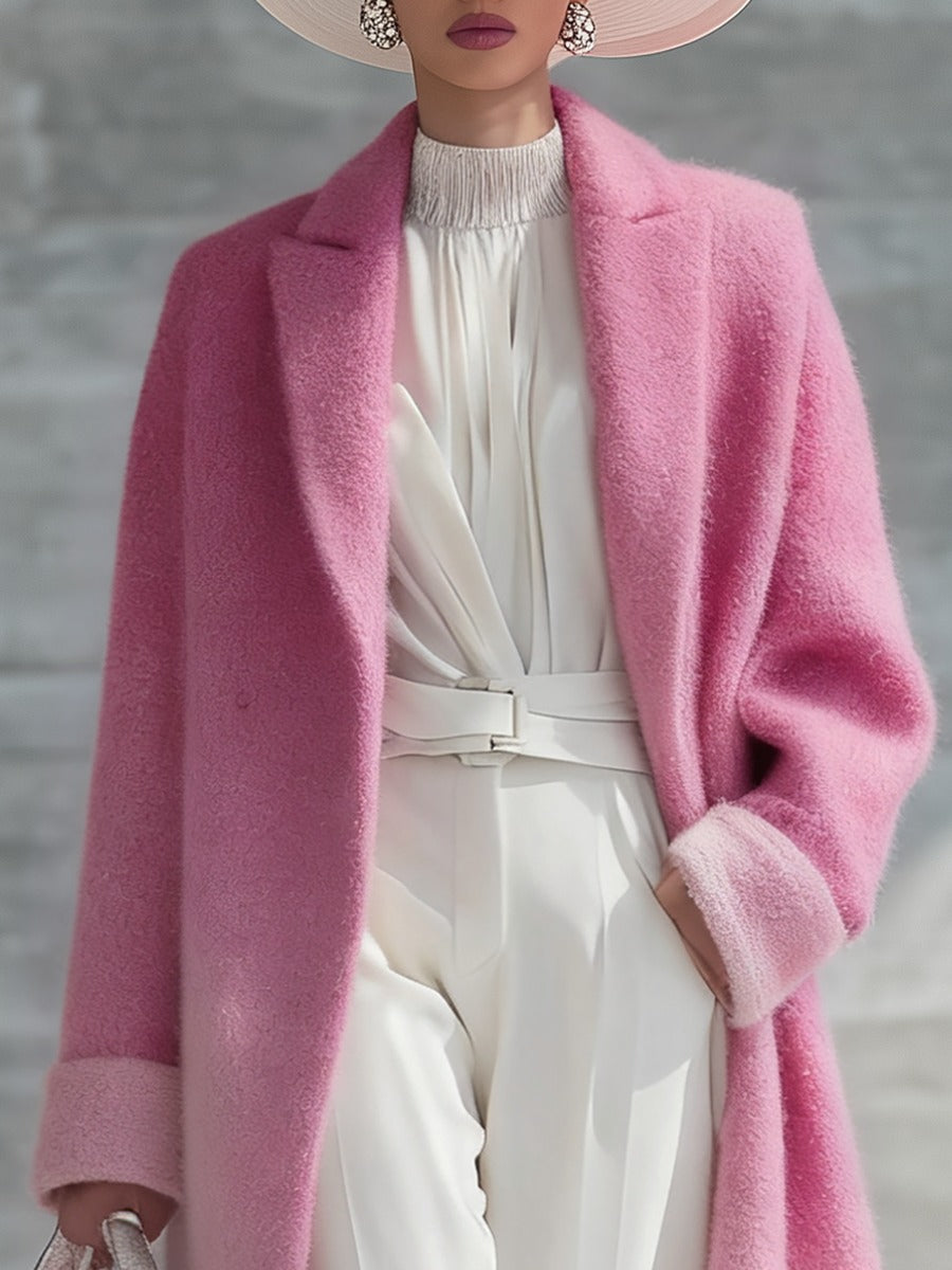 Urban Elegance Pink Gradient Long Coat