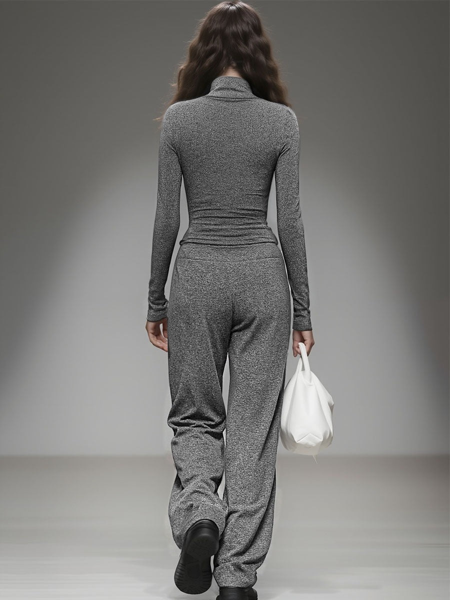 Casual Long-sleeved T-shirt And Wide-leg Pants Set