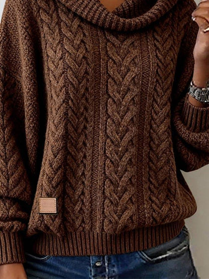 Brown Oversized Plain Knit Sweater