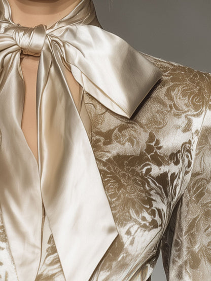 Stylish And Elegant Champagne-colored Velvet Printed Shirt