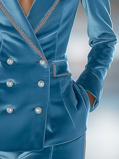 Casual Loose Retro Solid Velvet Set