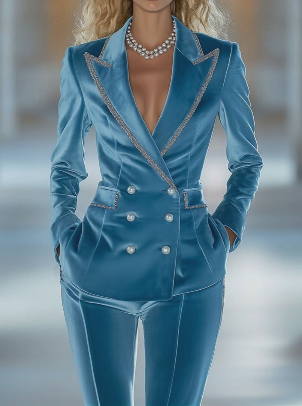 Casual Loose Retro Solid Velvet Set