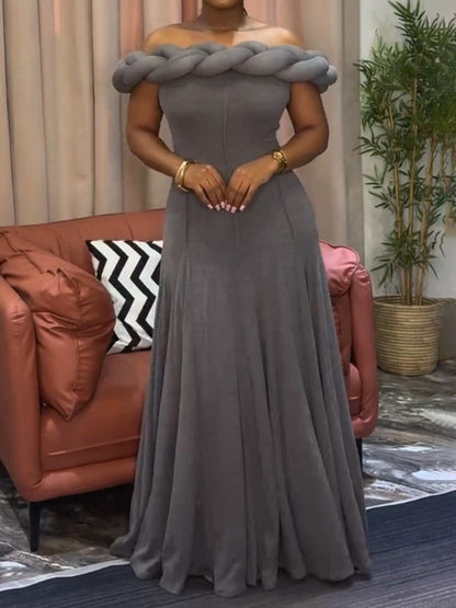 Elegant Off Shoulder Maxi Dress - WOOLX