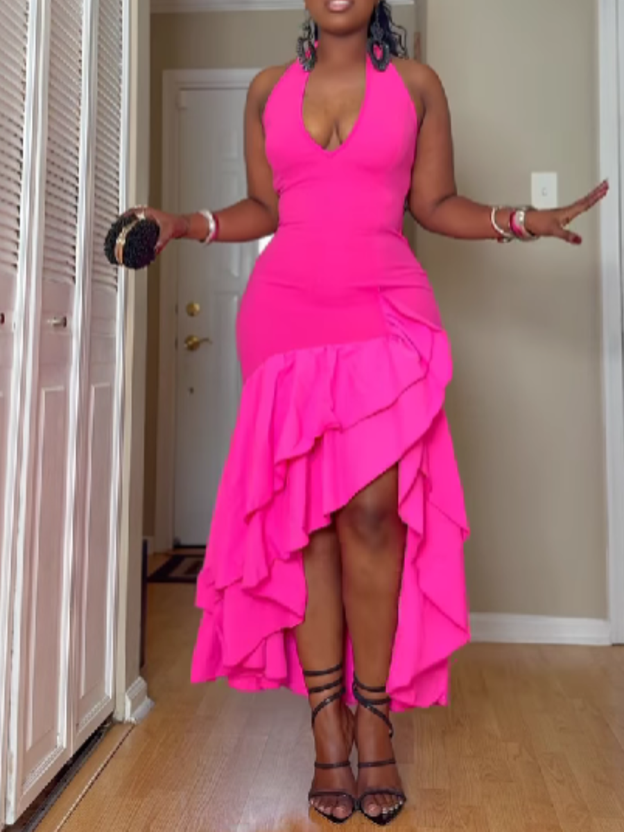 Neck Ruffled Dress - WOOLX