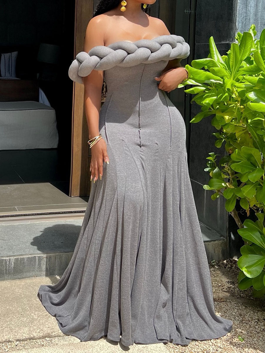 Elegant Off Shoulder Maxi Dress - WOOLX